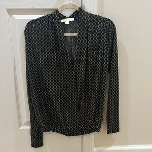Michael Kors Black and Gold Patterned Blouse